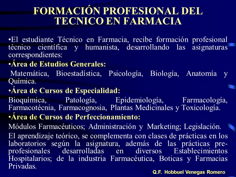 Perfil del tecnico en farmacia